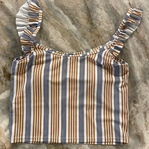 Kortni Jeane Flutter Top: black, white, caramel